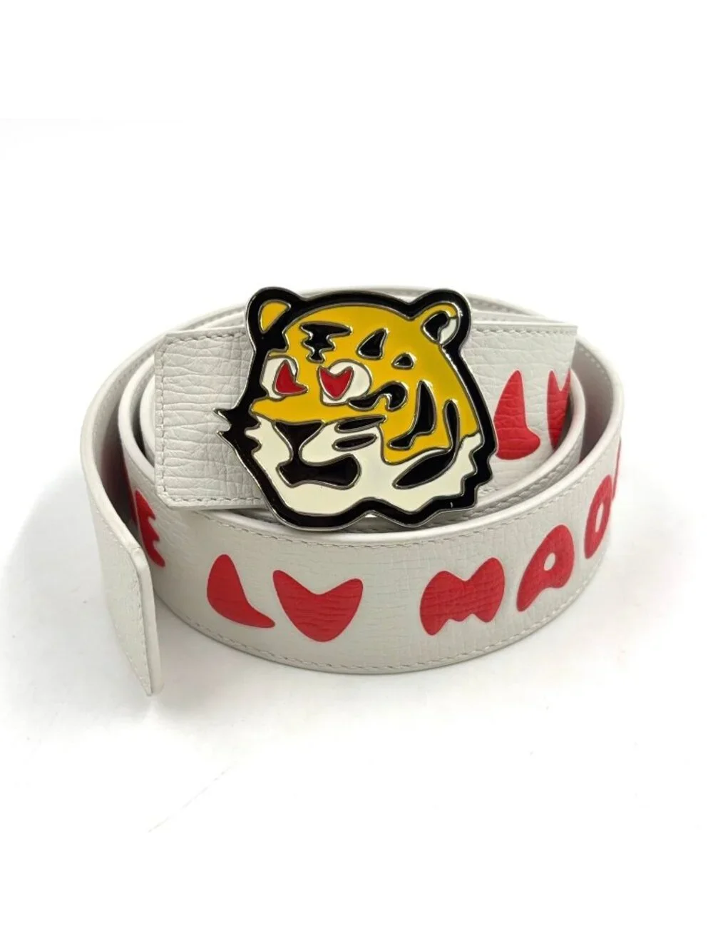 Louis Vuitton Ceinture LV Tiger 40 Leather White Red Belt Silver